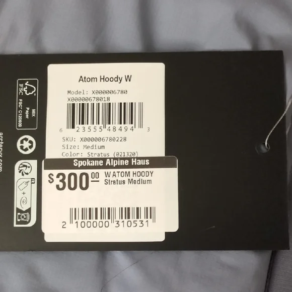 Arc'teryx Atom Hoody Women's M Color: Stratus (Light Grey/Blue) - Picture 2 of 2